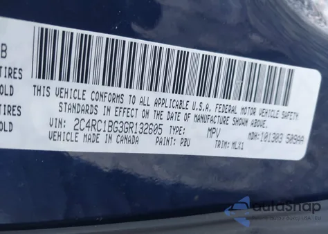 2016 Chrysler Town & Country Touring z USA, uszkodzony, nr VIN 2C4RC1BG3GR132605